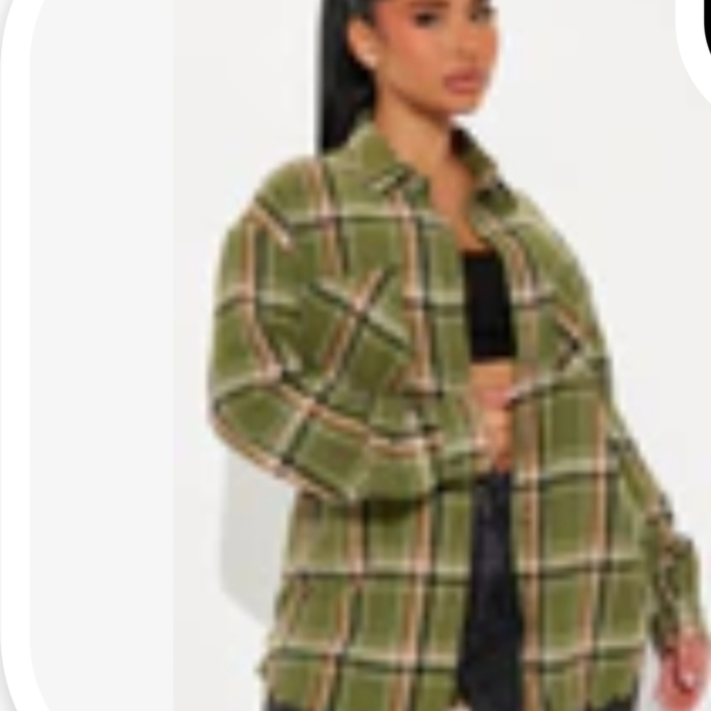 Fashion Nova Green Plaid Button Down Shirt